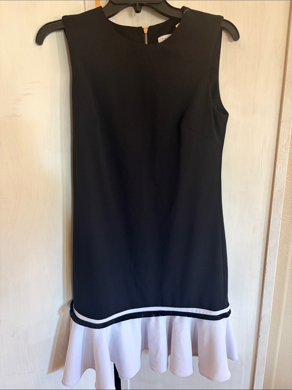 Adorable calvin Klein Calvin Klein Black Dress with White Ruffle Hem